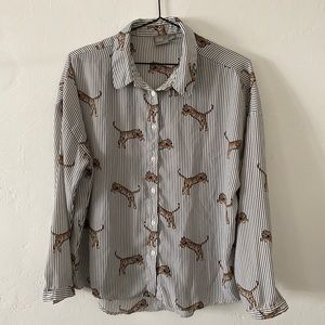 Button Down Tiger and Pinstripe Shirt